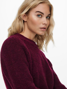 Пуловер ONLJADE L/S PULLOVER KNT NOOS 15179813-Merlot ONLY L Бордовий 15179813-MERLOT-DETAIL:W
