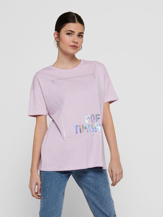 Футболка ONLFIONA LIFE OVERSIZE S/S BOX TOP JRS 15226022 Orchid Bloom ONLY XS Бузковий 15226022OrchidBloom