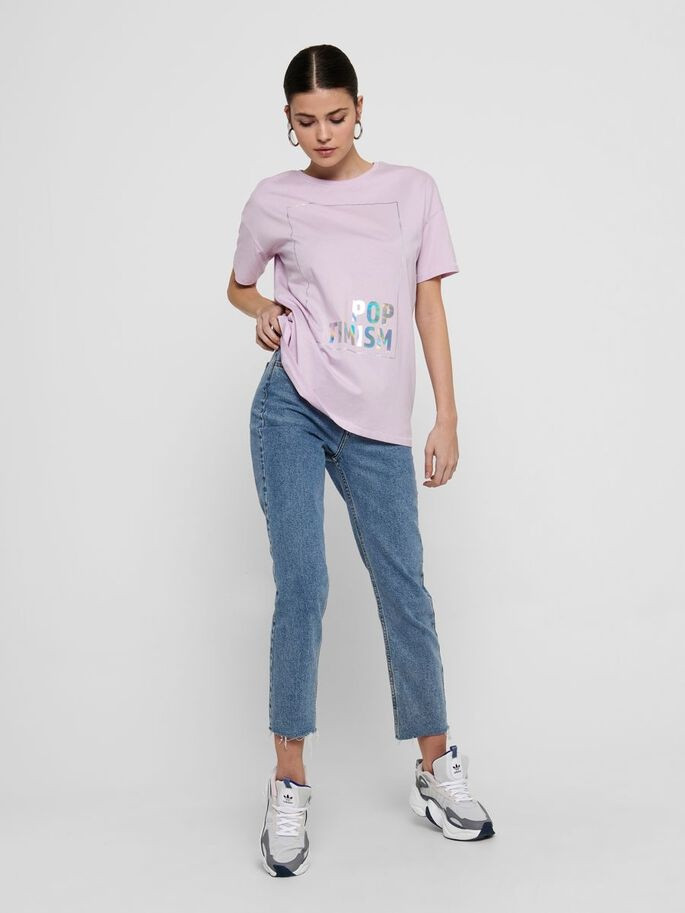 Футболка ONLFIONA LIFE OVERSIZE S/S BOX TOP JRS 15226022 Orchid Bloom ONLY XS Бузковий 15226022OrchidBloom