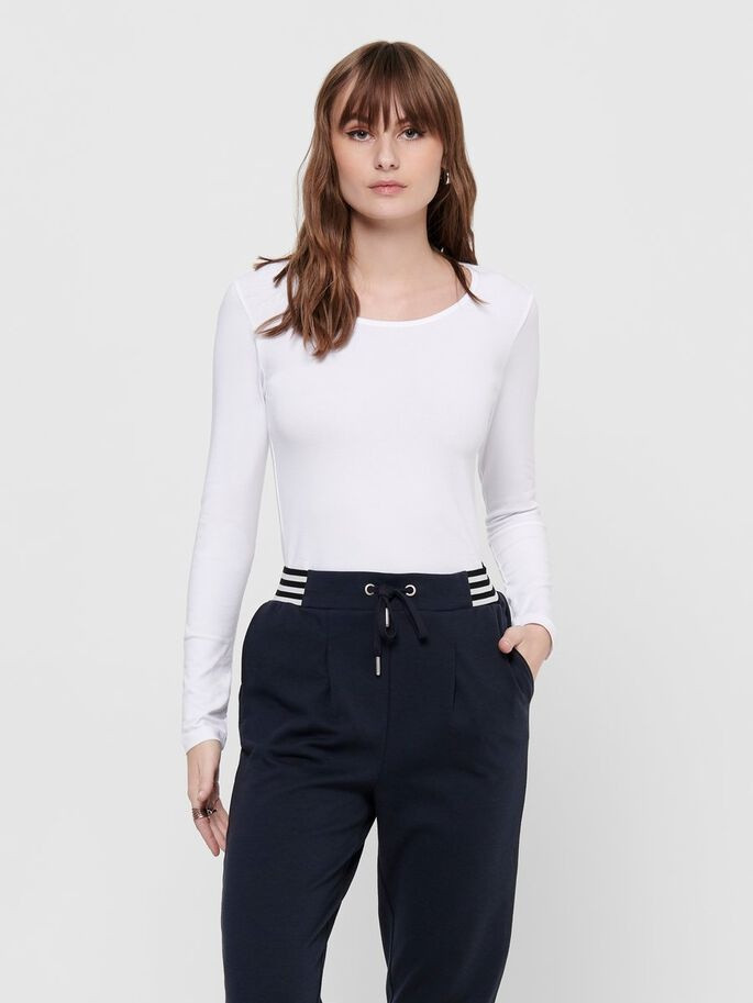 Футболка з довгими рукавами ONLLIVE LOVE LIFE L/S ONECK TOP NOOS JRS 15204712-White ONLY L Білий 15204712-White