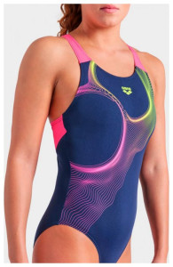 Купальник для жінок Arena RIPPLES SWIMSUIT V BACK B синій Жін 36 009021-780