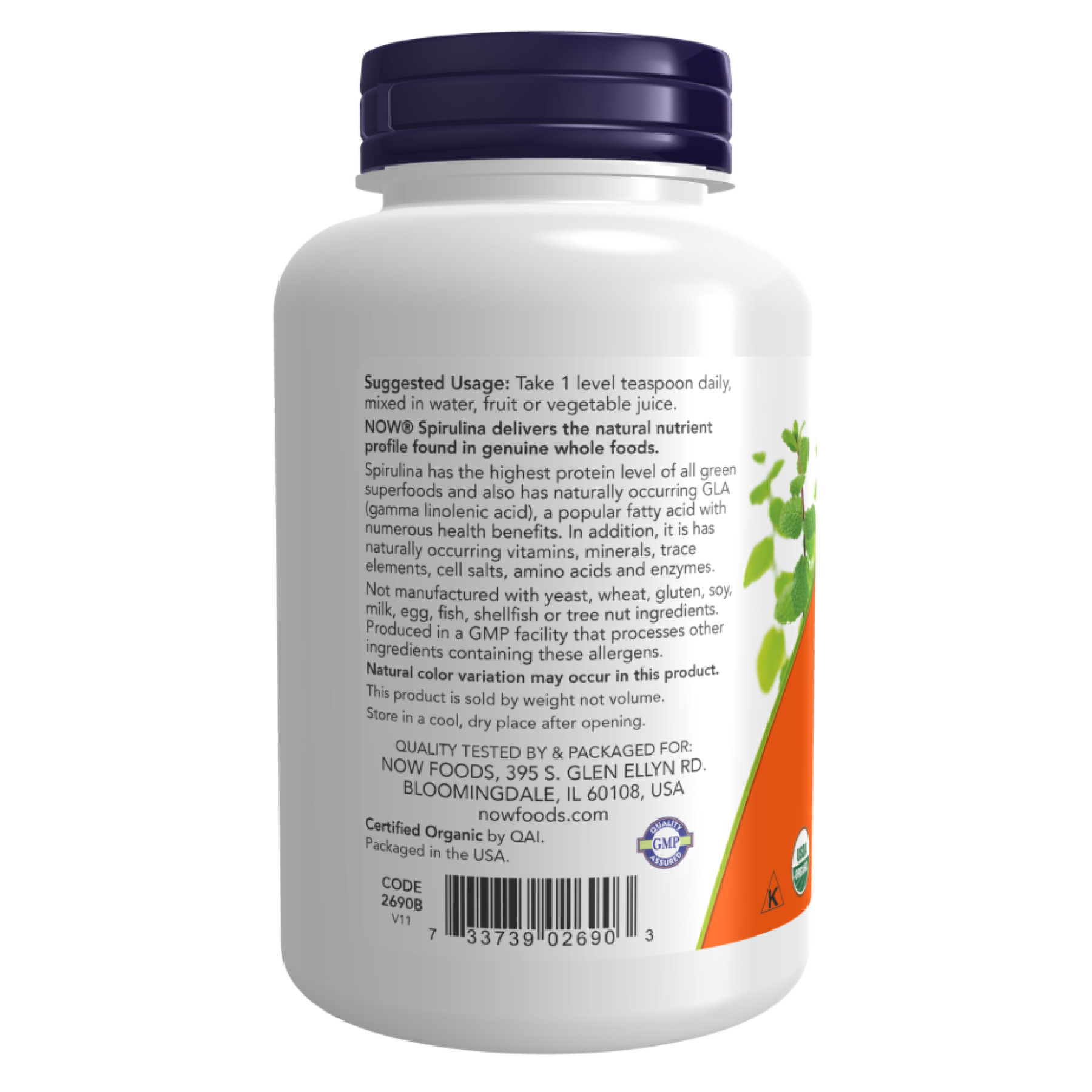 Порошок Organic Spirulina Powder - 454g 2022-10-2601