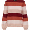 Пуловер ONLKATIA L/S STRIPE PULLOVER CC KNT 15231260-Merlot-Stripes:W. SEPIA ROSE/ROSE SMOKE M ONLY 15231260-MERLOT-STRIPES:W