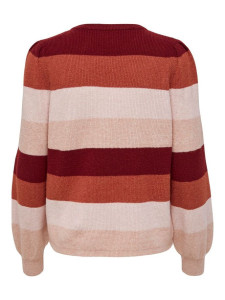 Пуловер ONLKATIA L/S STRIPE PULLOVER CC KNT 15231260-Merlot-Stripes:W. SEPIA ROSE/ROSE SMOKE M ONLY 15231260-MERLOT-STRIPES:W