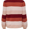 Пуловер ONLKATIA L/S STRIPE PULLOVER CC KNT 15231260-Merlot-Stripes:W. SEPIA ROSE/ROSE SMOKE M ONLY 15231260-MERLOT-STRIPES:W