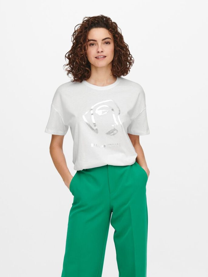 Футболка ONLISLA LIFE OVERSIZE S/S FOIL TOP JRS 15245485-Bright White-Print:IMPACT ONLY XS Білий 15245485-Bright White-Pri