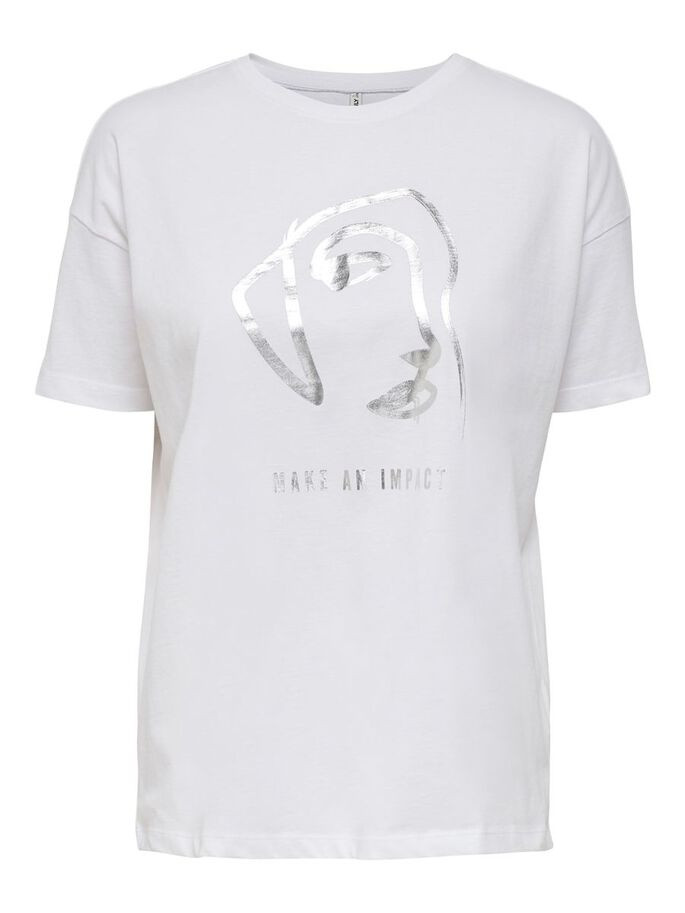 Футболка ONLISLA LIFE OVERSIZE S/S FOIL TOP JRS 15245485-Bright White-Print:IMPACT ONLY XS Білий 15245485-Bright White-Pri