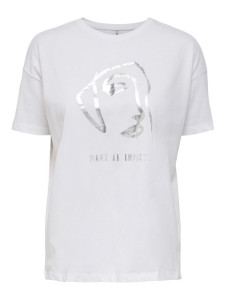 Футболка ONLISLA LIFE OVERSIZE S/S FOIL TOP JRS 15245485-Bright White-Print:IMPACT ONLY XS Білий 15245485-BRIGHT WHITE-PRI