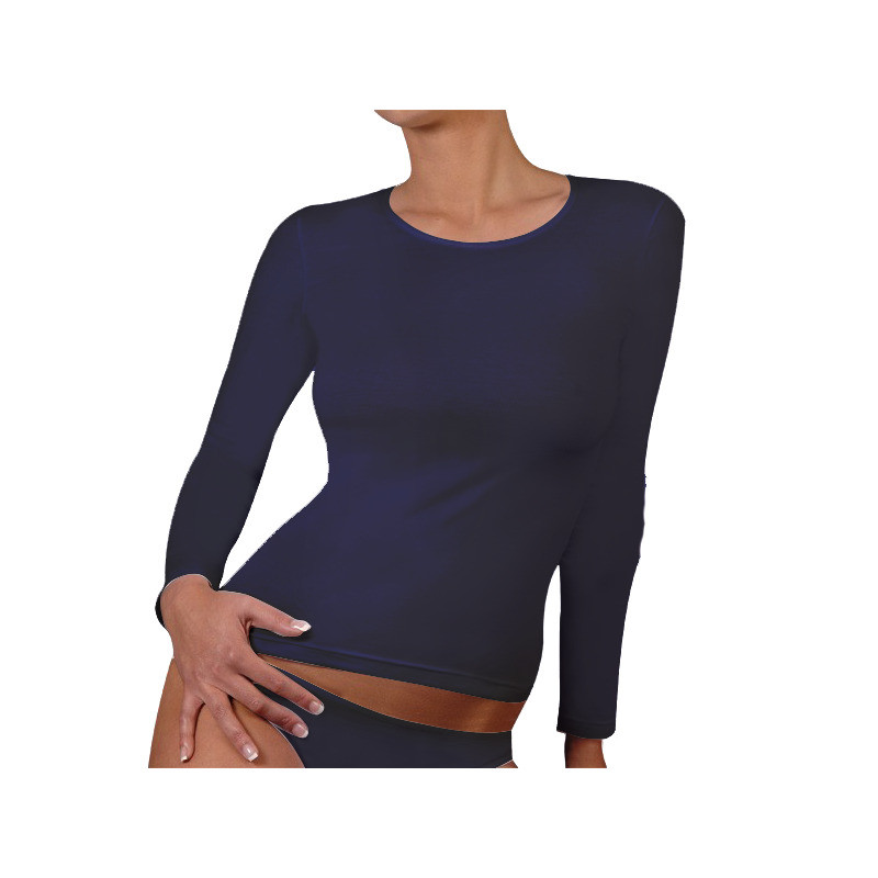 Футболка з довг рукавом T-shirt Manica Lunga Girocollo темно-синій Жін L K2601 BLUNAVY