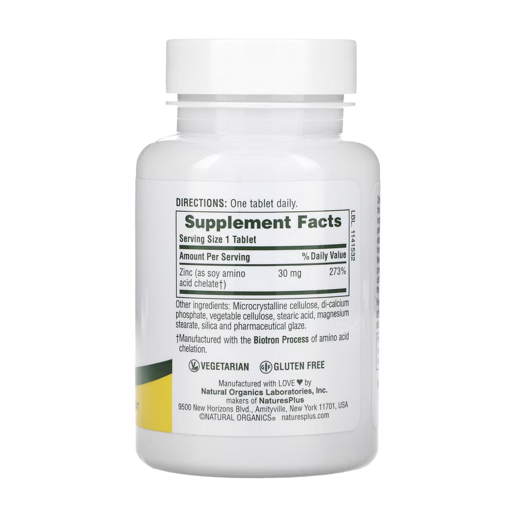 Таблетки Nature's Plus Zinc 30mg - 90 tabs 2023-10-3235