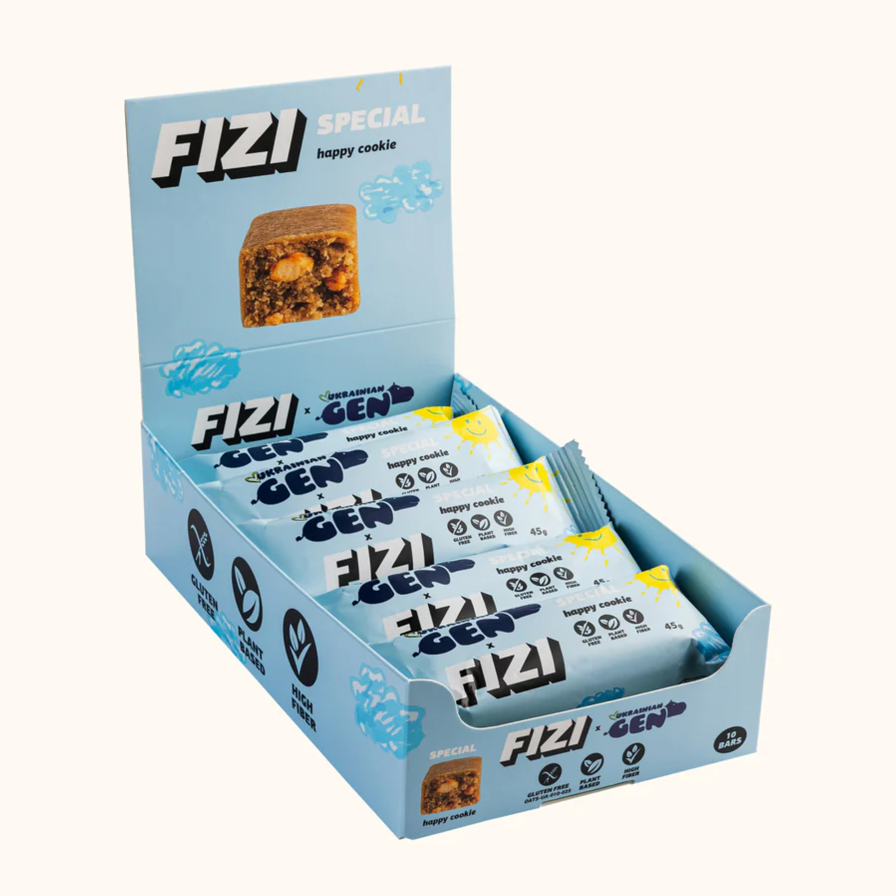 Батончик FIZI Fizi Protein Bar Special - 10x45g Happy Cookies 2023-10-5673