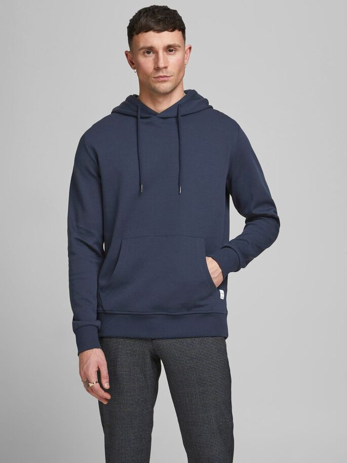 Худі JJEBASIC SWEAT HOOD NOOS 12182537-Navy Blazer-Fit:REG Jack&Jones S Темно-синій 12182537-NAVY BLAZER-FIT: