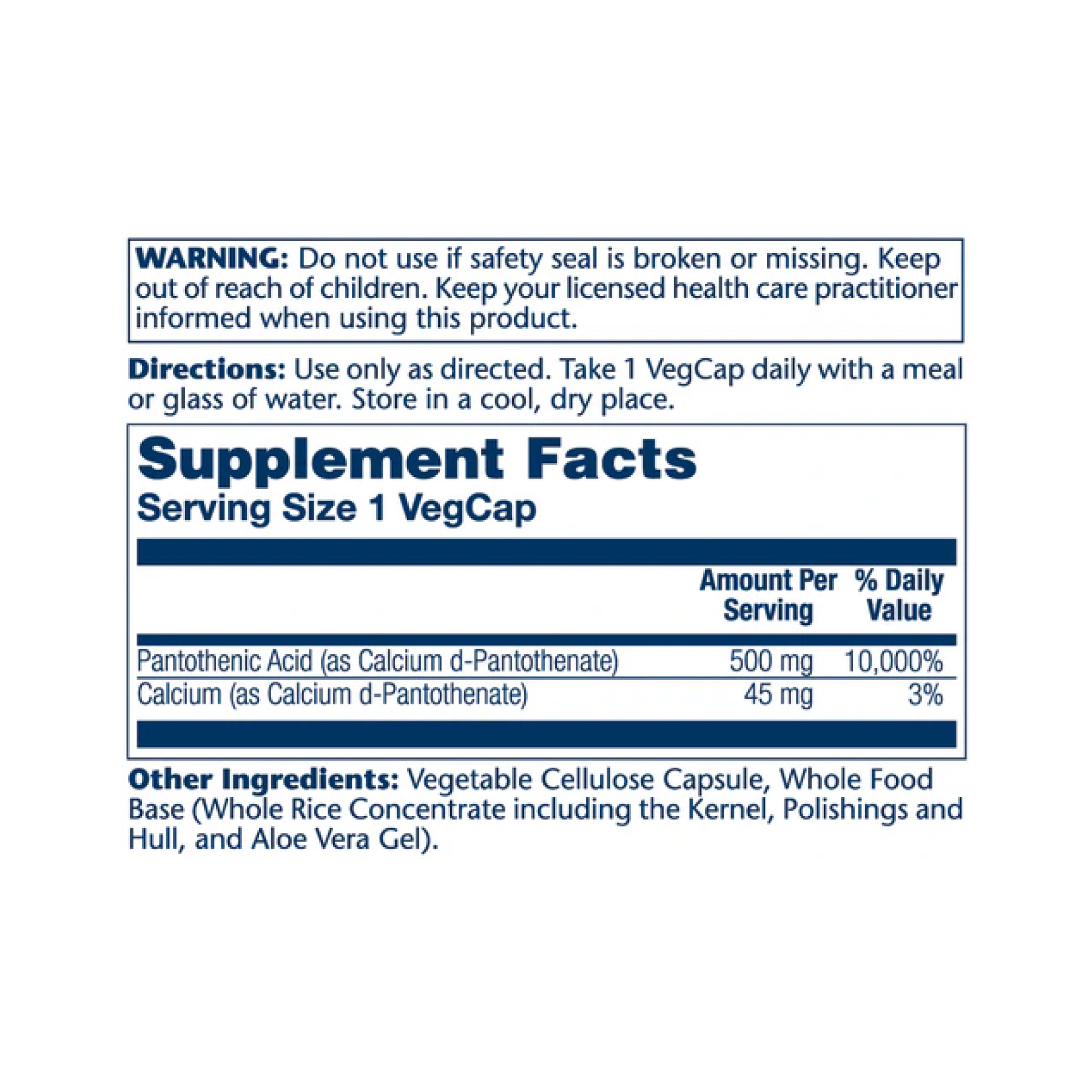 Капсули Solaray Pantothenic Acid 500mg - 100 veg caps 2023-10-3579