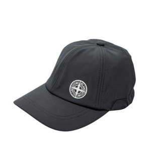 Кепка Stone Island Black Cap With Contrasting Textured Logo Print 801599227 V0029