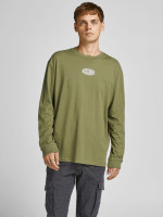 Футболка JORWORLDS TEE LS CREW NECK 12196539-Martini Olive-Fit:RELAXED Jack&Jones L Зелений 12196539-MARTINI OLIVE-FI