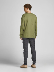 Футболка JORWORLDS TEE LS CREW NECK 12196539-Martini Olive-Fit:RELAXED Jack&Jones L Зелений 12196539-MARTINI OLIVE-FI