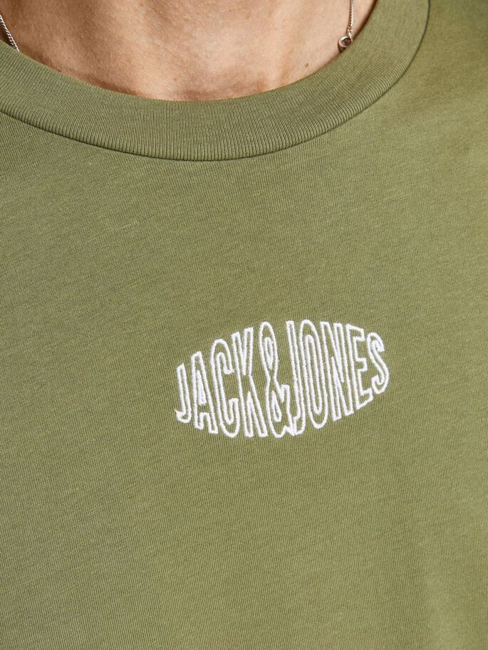 Футболка JORWORLDS TEE LS CREW NECK 12196539-Martini Olive-Fit:RELAXED Jack&Jones L Зелений 12196539-MARTINI OLIVE-FI