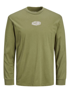 Футболка JORWORLDS TEE LS CREW NECK 12196539-Martini Olive-Fit:RELAXED Jack&Jones L Зелений 12196539-MARTINI OLIVE-FI