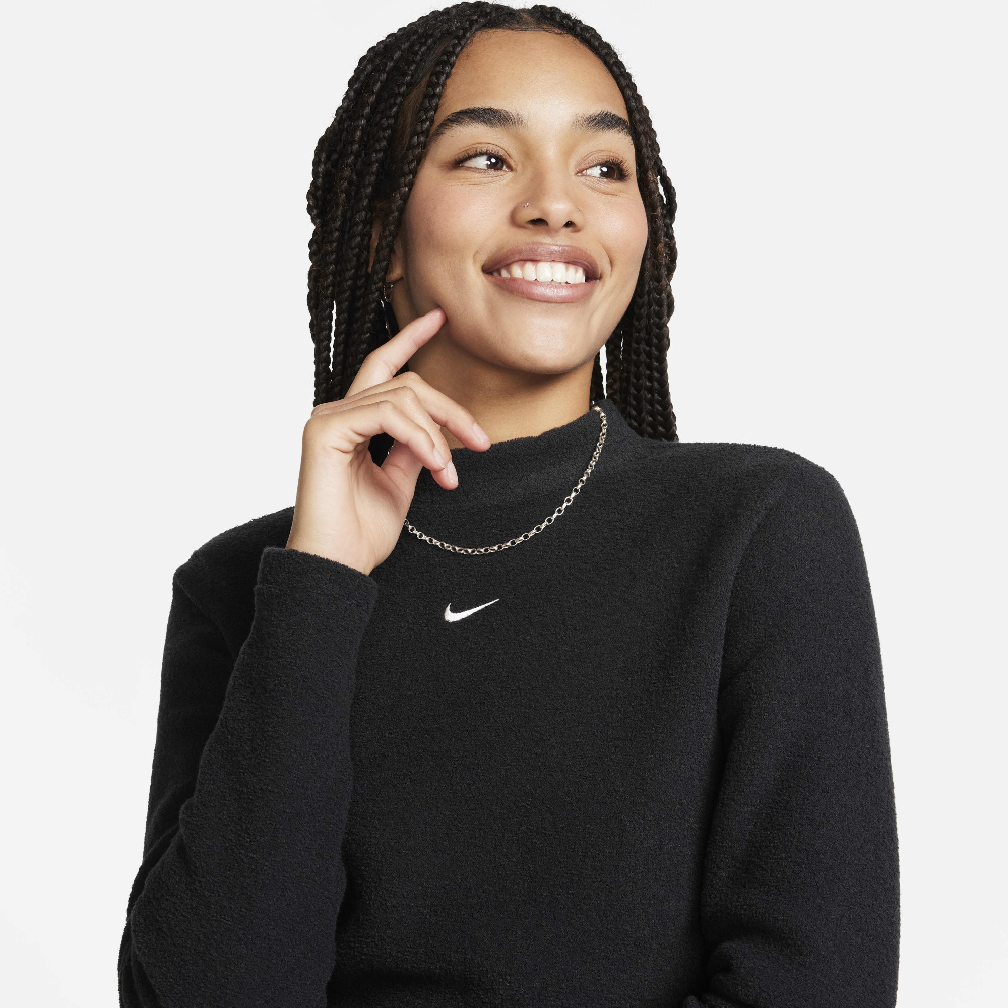 Топ жіночий Nike Sportswear Phoenix Plush Slim Mock-Neck Long-Sleeve Cropped Cozy Fleece Top Black FN3619-010