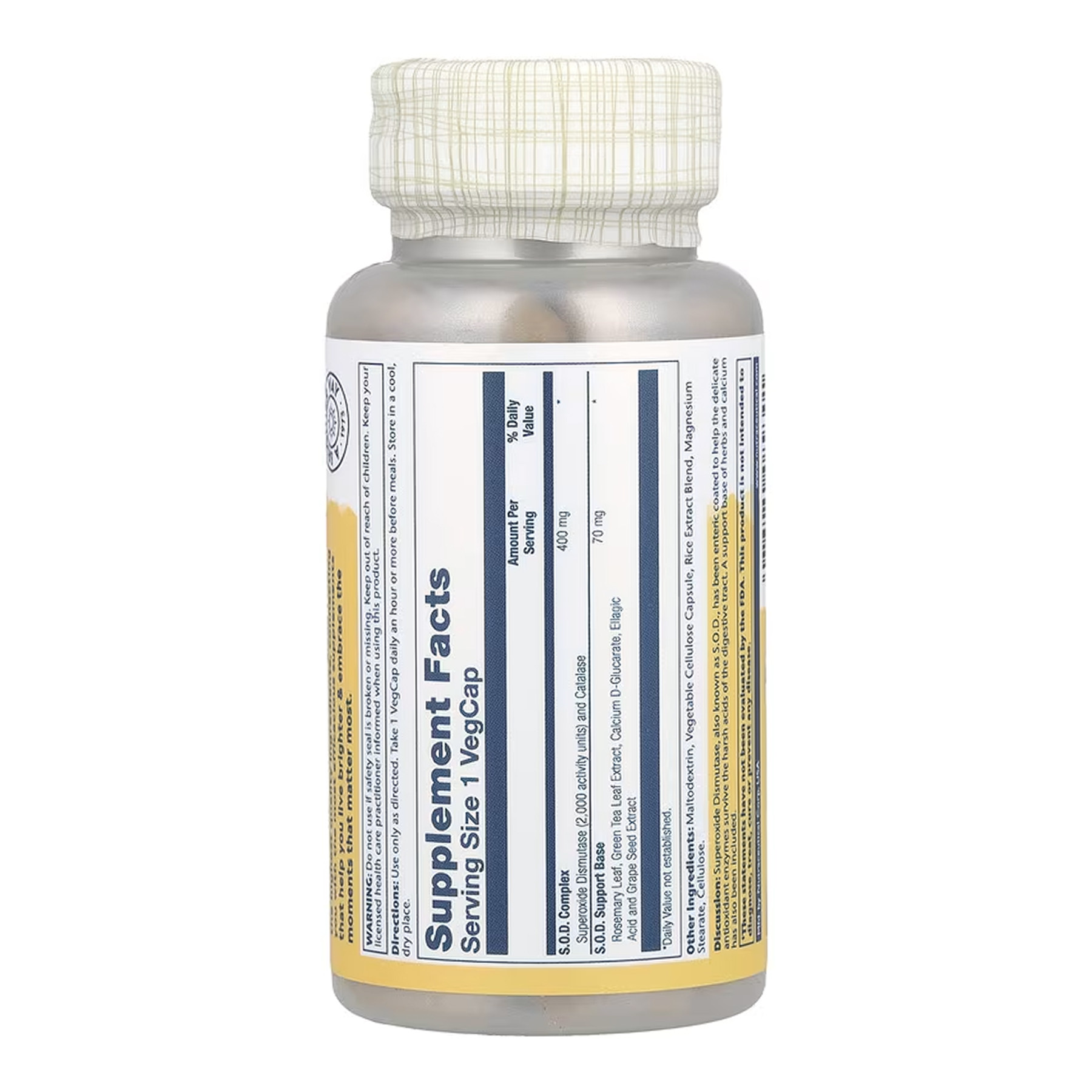 Капсули Solaray SOD 2000 Plus 400mg - 100 vcaps 2023-10-6760