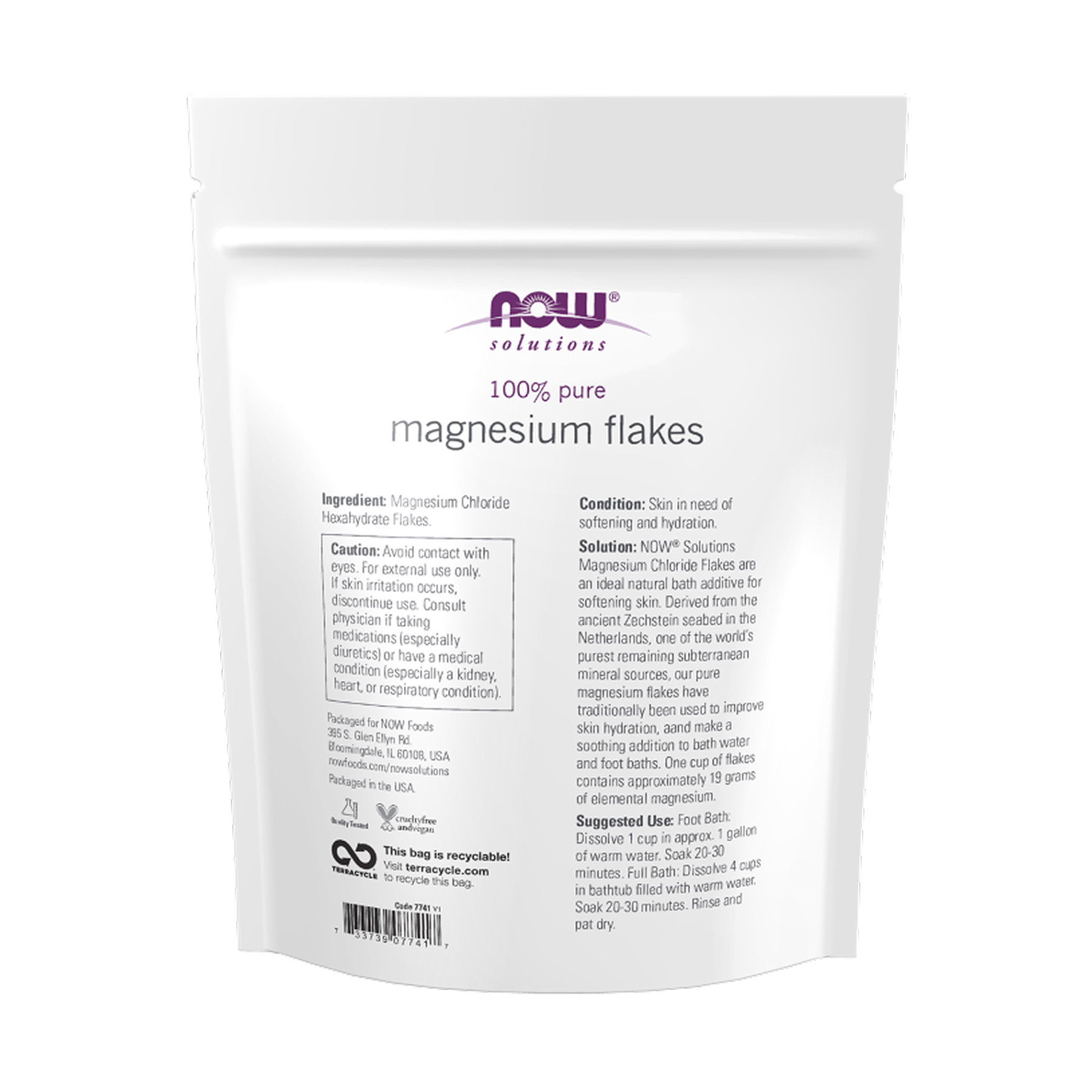 Порошок Now Foods Magnesium Flakes - 750g 2023-10-5839