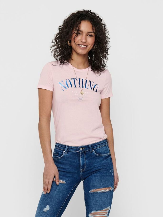 Футболка ONLKITA LIFE REG S/S STATEMENT TOP JRS 15225849 Ballerina ONLY S Кремовий 15225849Ballerina