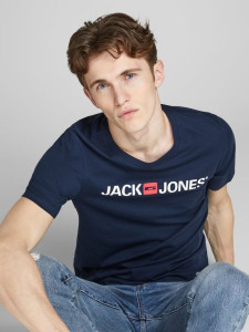 Футболка 12137126Navy Jack&Jones L Темно-синій 12137126NAVY