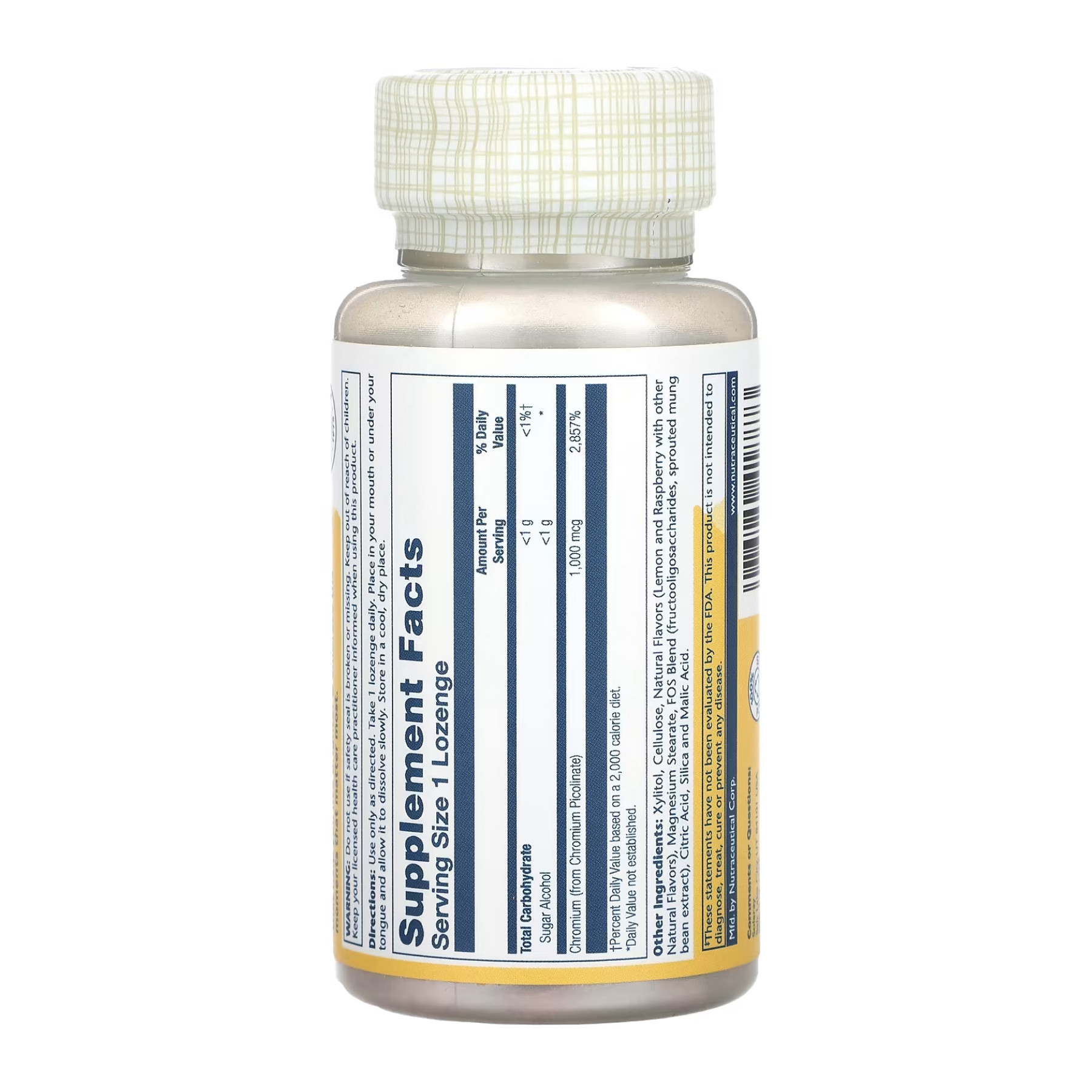 Капсули Solaray Chromium Picolinate 1000mcg - 100 lozenges Lemon-Raspberry 2023-10-3435
