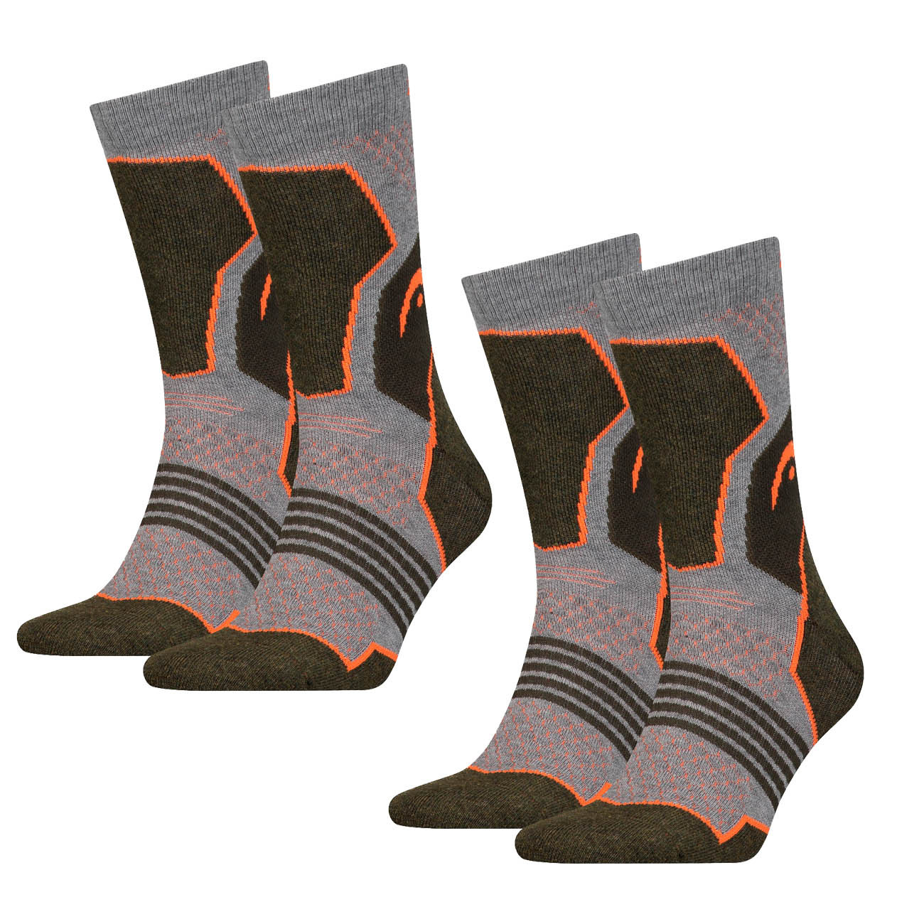 Шкарпетки Head HIKING CREW 2PPK UNISEX сірий, зелений Уні 35-38 781001001-159