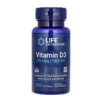 Софт гелеві капсули Life Extension Vitamin D3 25 mcg (1000 IU) - 250 softgels 2023-10-5143