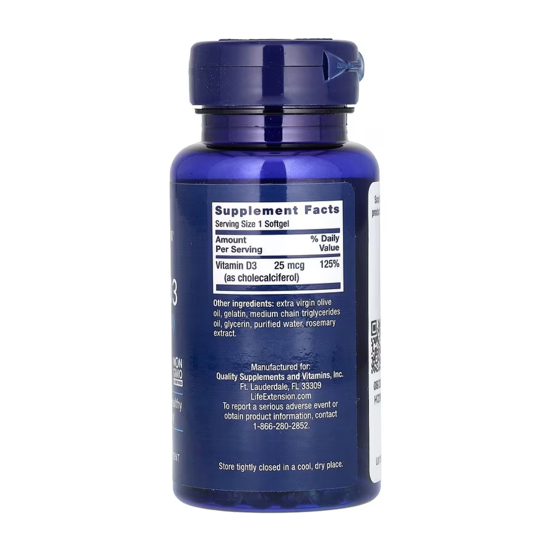Софт гелеві капсули Life Extension Vitamin D3 25 mcg (1000 IU) - 250 softgels 2023-10-5143