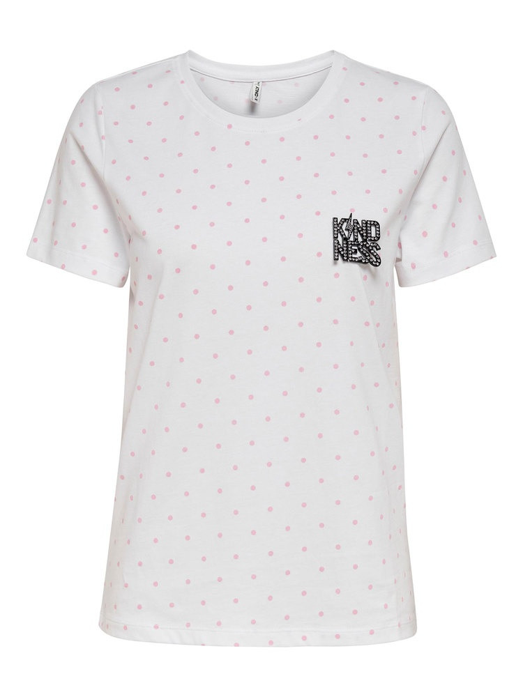 Футболка ONLKITA LIFE REG S/S BADGES BOX TOP JRS 15226025 White Kindness ONLY M Білий 15226025WhiteKindness
