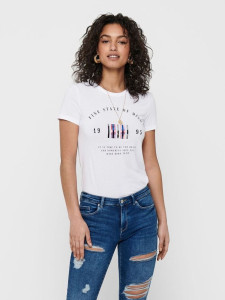 Футболка ONLKITA LIFE REG S/S STATEMENT TOP JRS 15225849 Bright White ONLY L Білий 15225849BRIGHTWHITE