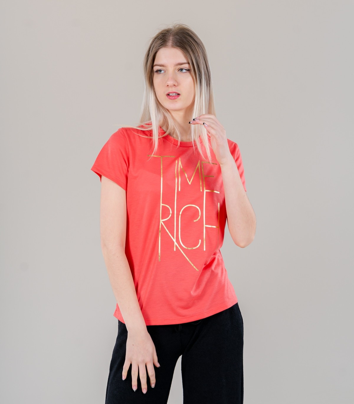 Футболка ONPMAHANA REG SS TEE 15245022-Spiced Coral-Detail:Melange w. Gold Foil Only Play XL Коралов 15245022-SPICED CORAL-DET