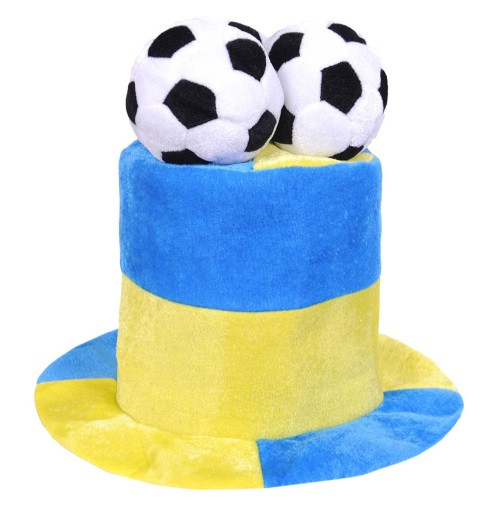 Шапка циліндр для футбольного фаната Ukraine з м'ячами F25-8