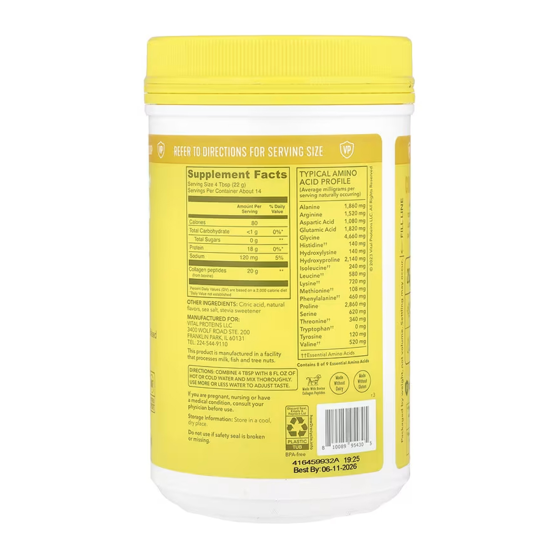 Порошок Vital Proteins Collagen Peptides - 313g Lemon 2023-10-5461