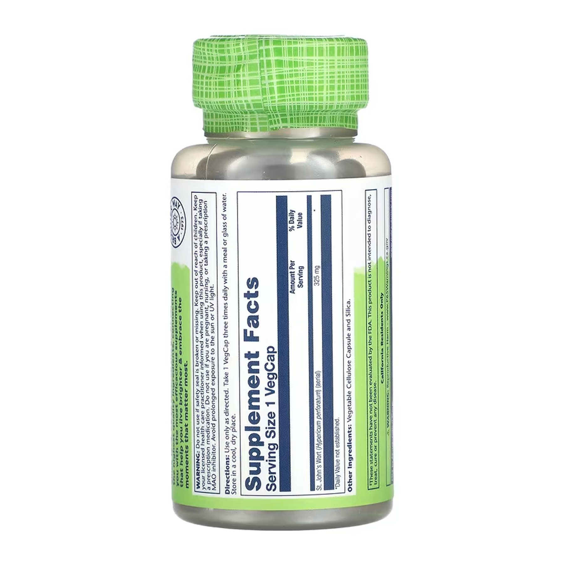Капсули Solaray St. John's Wort Aerial 325mg - 100 vcaps 2023-10-6727