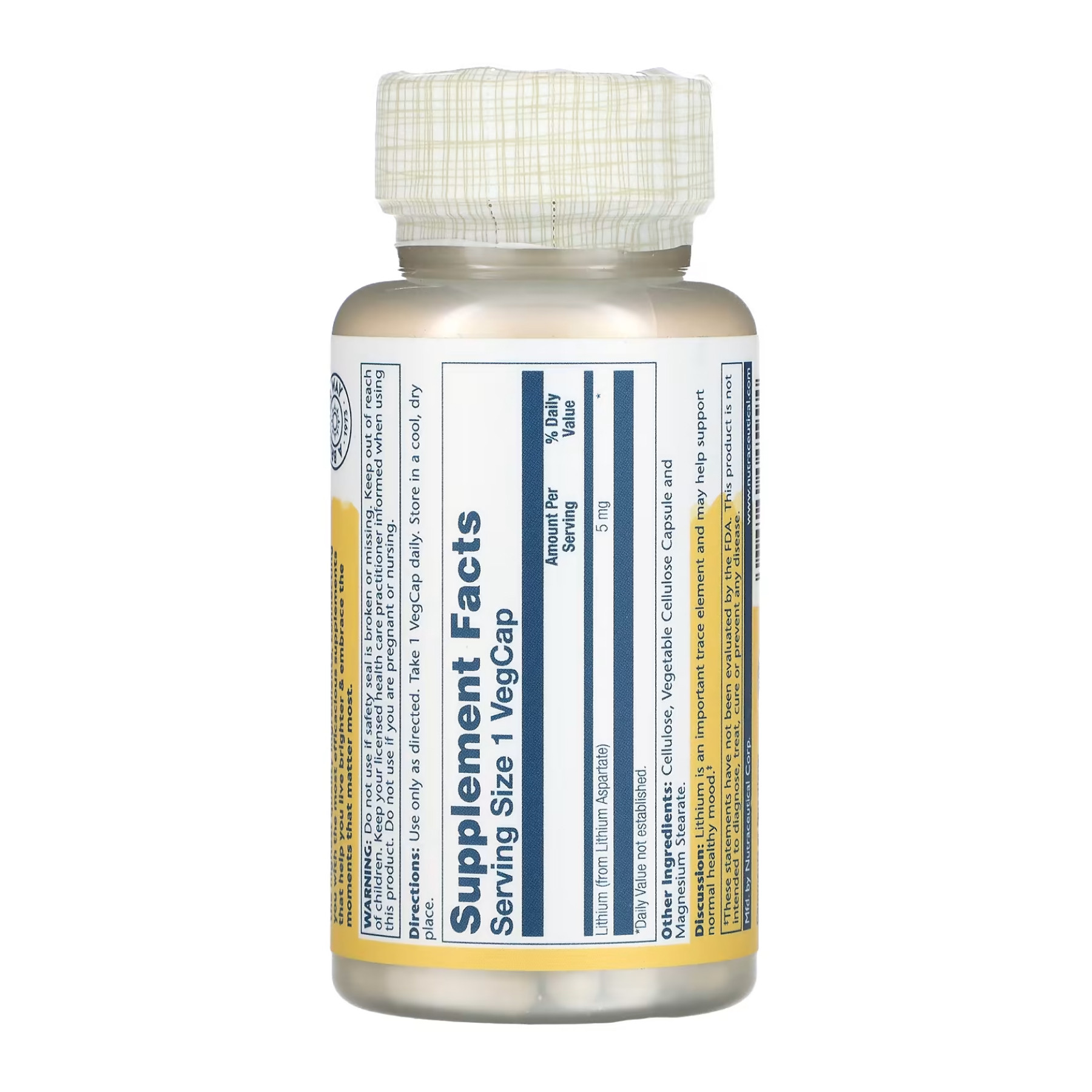 Капсули Solaray Lithium Aspartate 5mg - 100 vcaps 2023-10-3428
