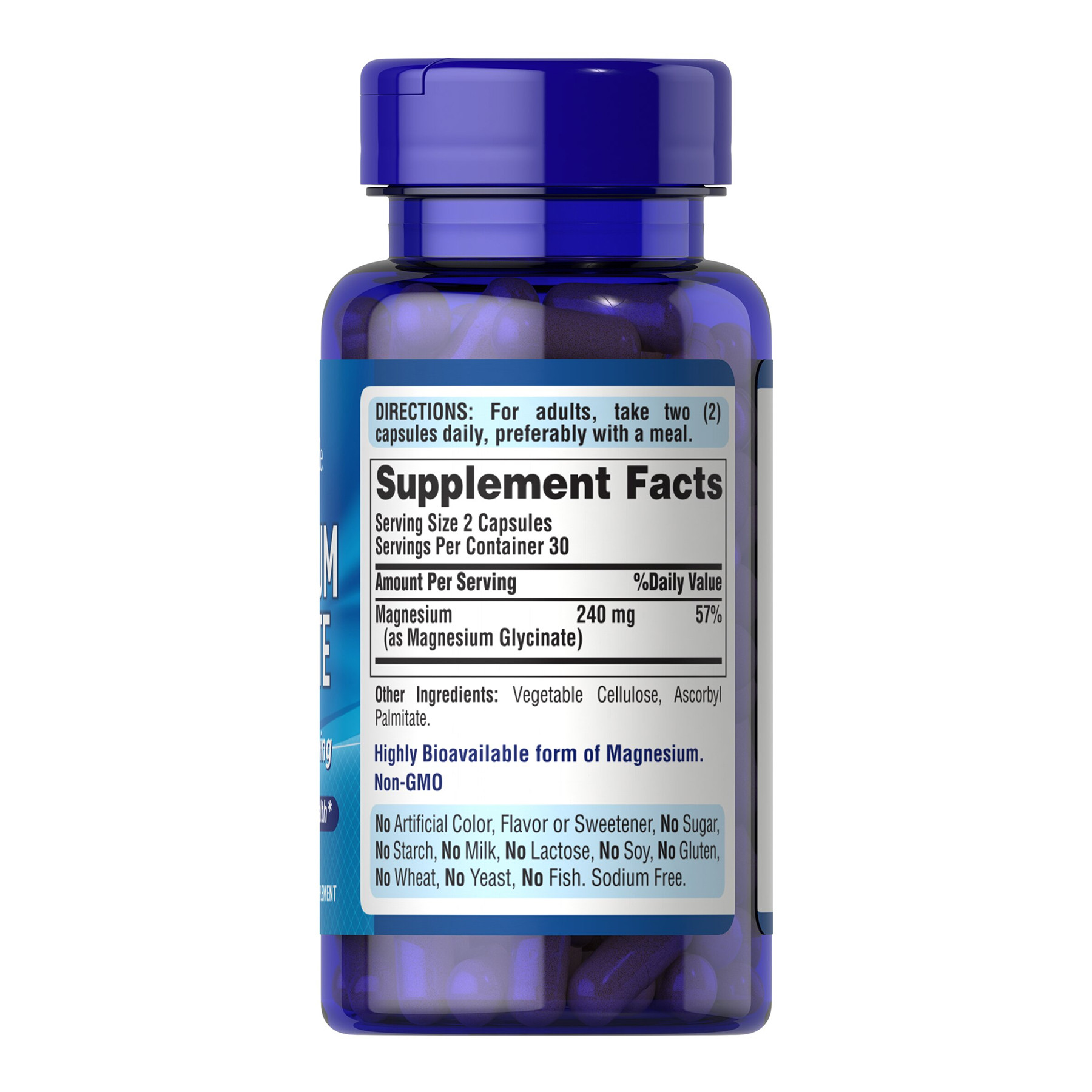 Капсули Puritans Pride Magnesium Glycinate 240mg per serving - 60 caps 2023-10-5932
