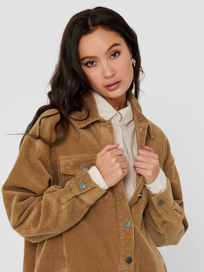 Сорочка ONLBITTEN LIFE CORD LONG SHIRT PNT 15235871-Toasted Coconut ONLY M Коричневий 15235871-Toasted Coconut
