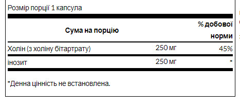 Капсули Choline Inos 250mg - 250caps 100-89-8861758-20