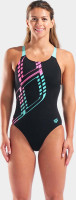Купальник закритий для жінок Arena GRAPHIC SWIMSUIT SWIM PRO L чорний, блакитний, рожевий Жін 42 010809-580