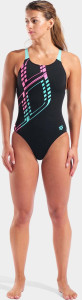 Купальник закритий для жінок Arena GRAPHIC SWIMSUIT SWIM PRO L чорний, блакитний, рожевий Жін 42 010809-580