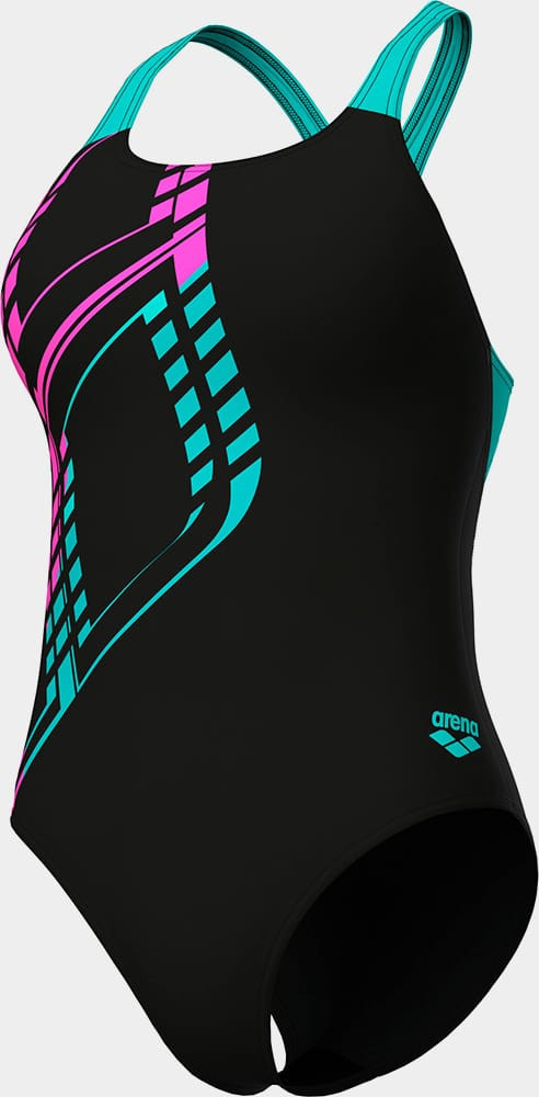 Купальник закритий для жінок Arena GRAPHIC SWIMSUIT SWIM PRO L чорний, блакитний, рожевий Жін 42 010809-580