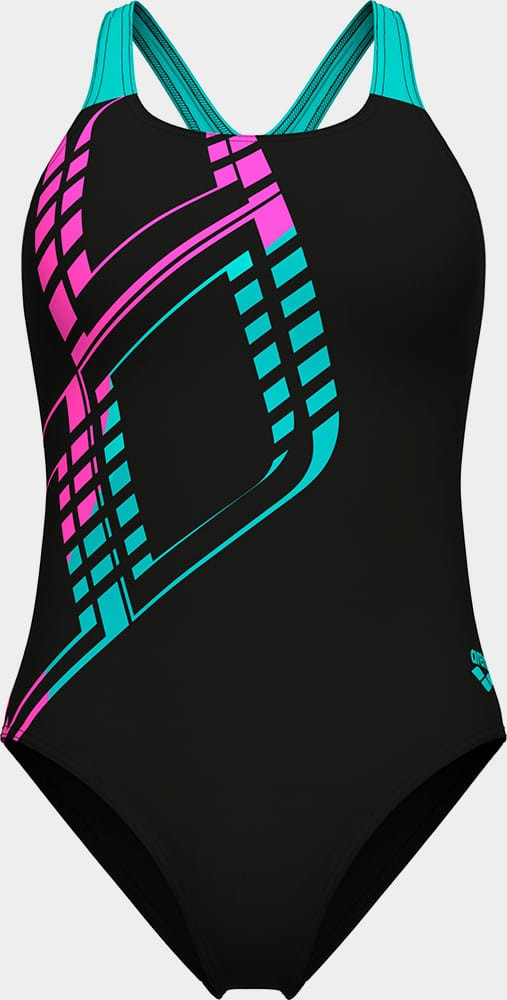 Купальник закритий для жінок Arena GRAPHIC SWIMSUIT SWIM PRO L чорний, блакитний, рожевий Жін 42 010809-580