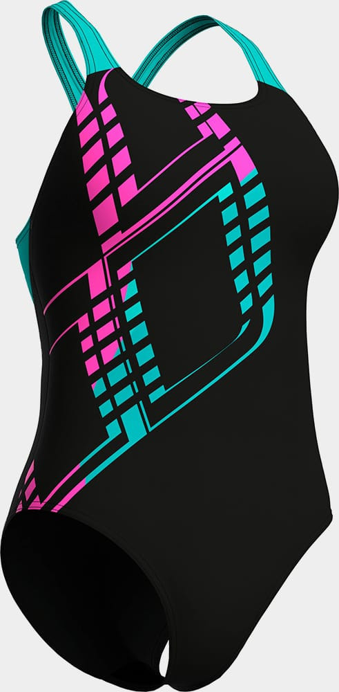 Купальник закритий для жінок Arena GRAPHIC SWIMSUIT SWIM PRO L чорний, блакитний, рожевий Жін 42 010809-580