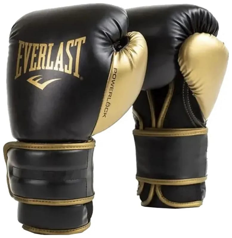 Рукавиці боксерські EVERLAST POWERLOCK 2R TRAINING GLOVE чорний, золотий Уні 12 унцій P00002662