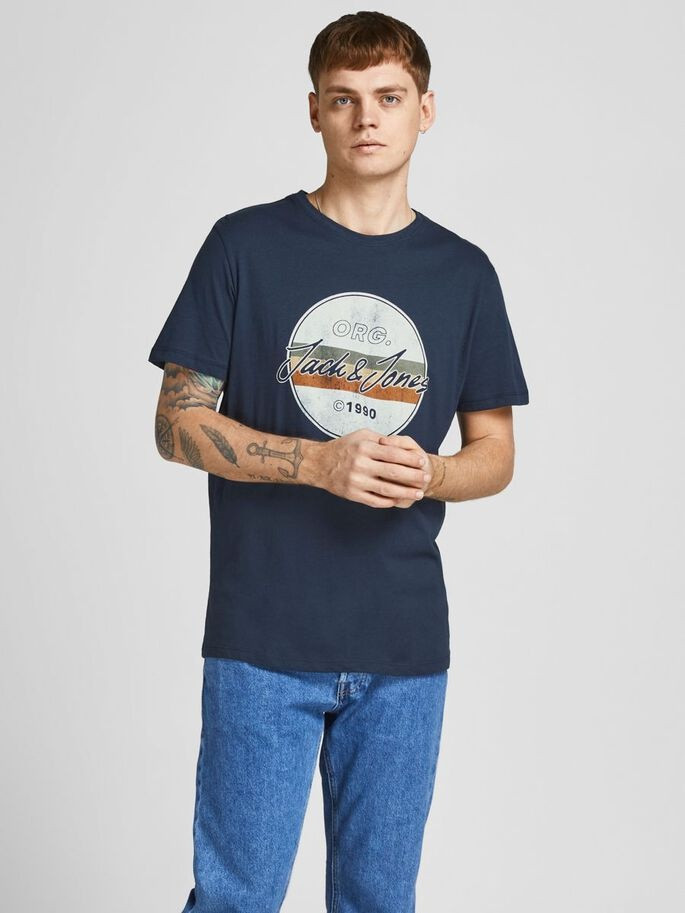 Футболка JORBRADY TEE SS CREW NECK SN 12205503-Navy Blazer-Fit:STD/SOLID Jack&Jones L Темно-синій 12205503-NAVY BLAZER-FIT: