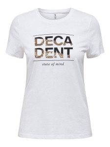 Футболка ONLKITA LIFE REG S/S HALF SEQ TOP JRS 15242222-Bright White-Print:DECADENT ONLY M Білий 15242222-BRIGHT WHITE-PRI