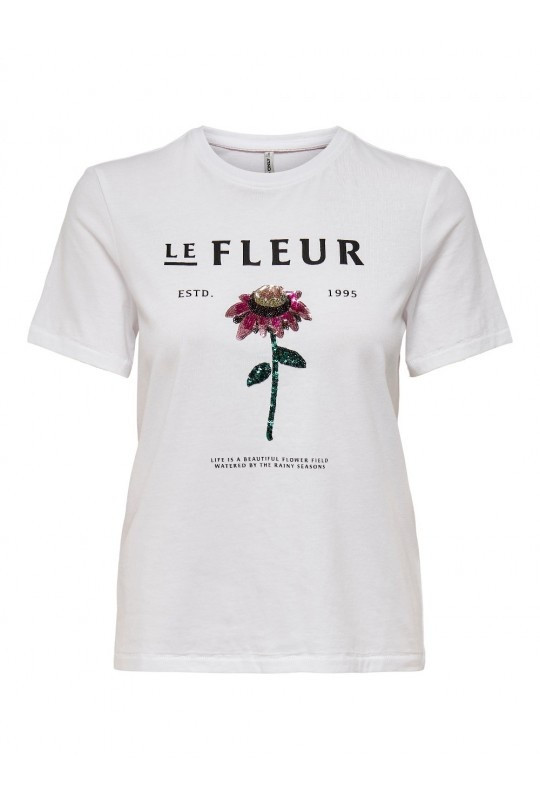 Футболка ONLKITA REG S/S LEFLEUR TOP BOX JRS 15254498-Bright White-Print:FLEUR ONLY XS Білий 15254498-Bright White-Pri